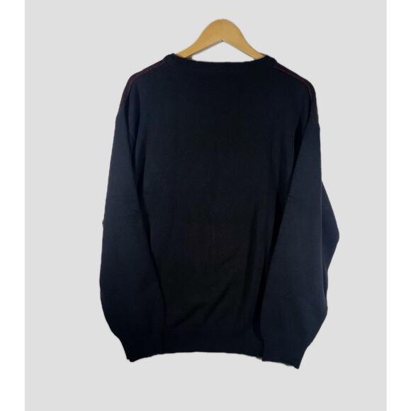 VINTAGE Peletti Sweater Mens XL Grandpa Black Red Gray Check Lana 90s Y2K - Picture 2 of 8